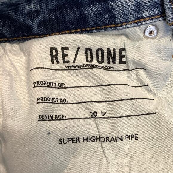 NEW! RE/DONE Super High Drainpipe Size 24 Destroy Wrecking Blue $325 msrp G22-10 - Picture 9 of 9